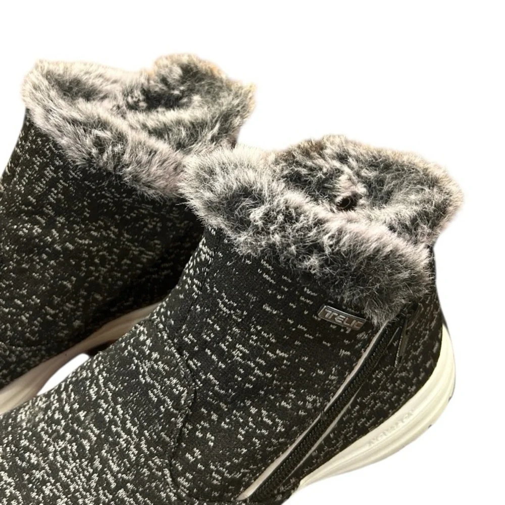 Telic Apres-Ski Recovery Comfort Boot Granite Gray Ankle High Top Faux Fur Sz 8
